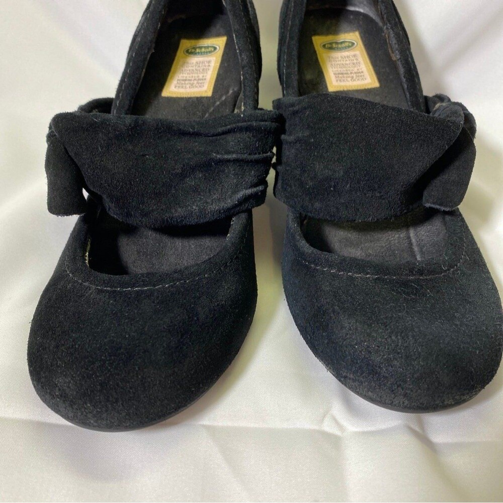 Dr. Scholl’s Black Suede Leather Maryjane Heels, 8 Medium 3" Preowned